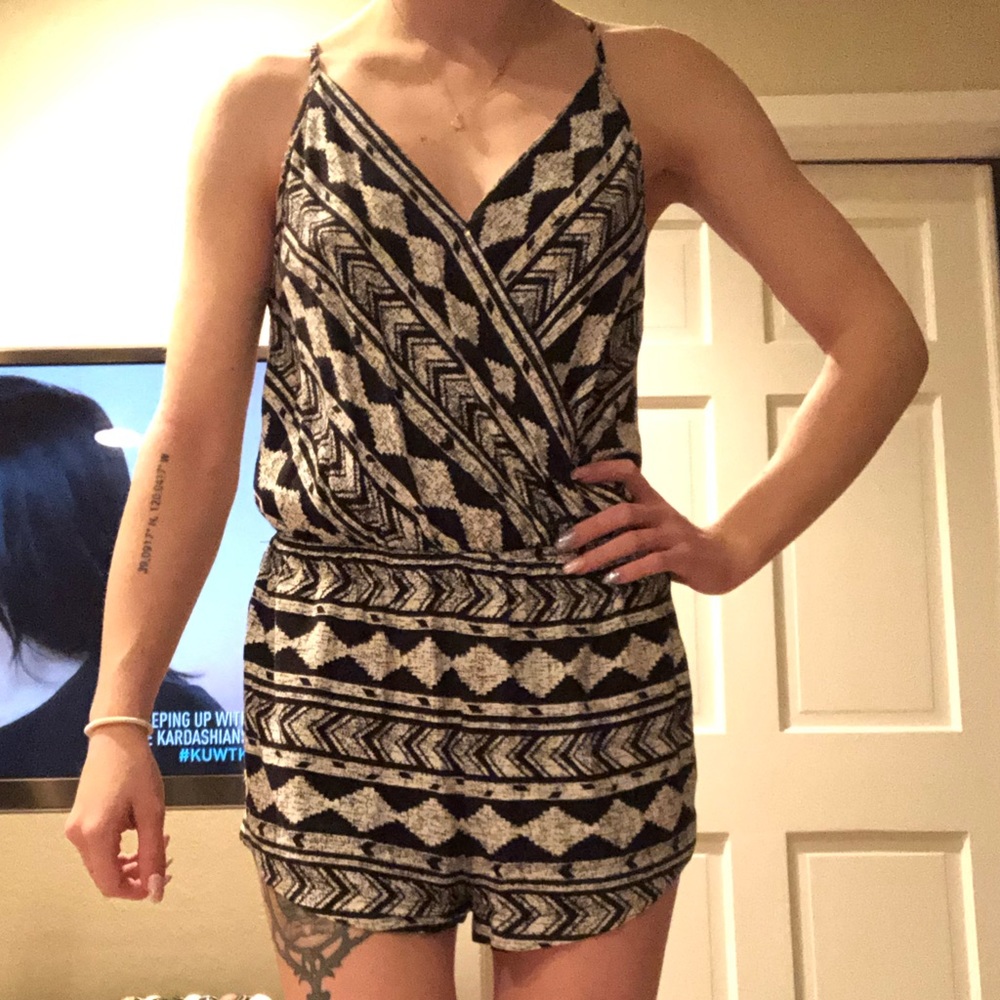 Printed spaghetti strap romper